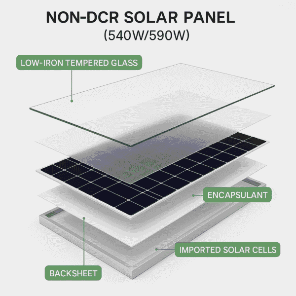 Non DCR Solar Panels 590 Watt TOP CON